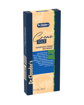 Dr.Clauder's Thunfisch Creme mit Spinat - Kremowa przekąska dla psów i kotów, sos do karmy - KREM Z TUŃCZYKA ZE SZPINAKIEM 6x15g