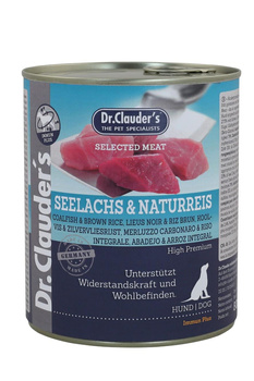 Dr.Clauder's Selected Meat SEELACHS & NATURREIS - Karma mokra dla psów DORSZ CZARNY & RYŻ BRĄZOWY 800g